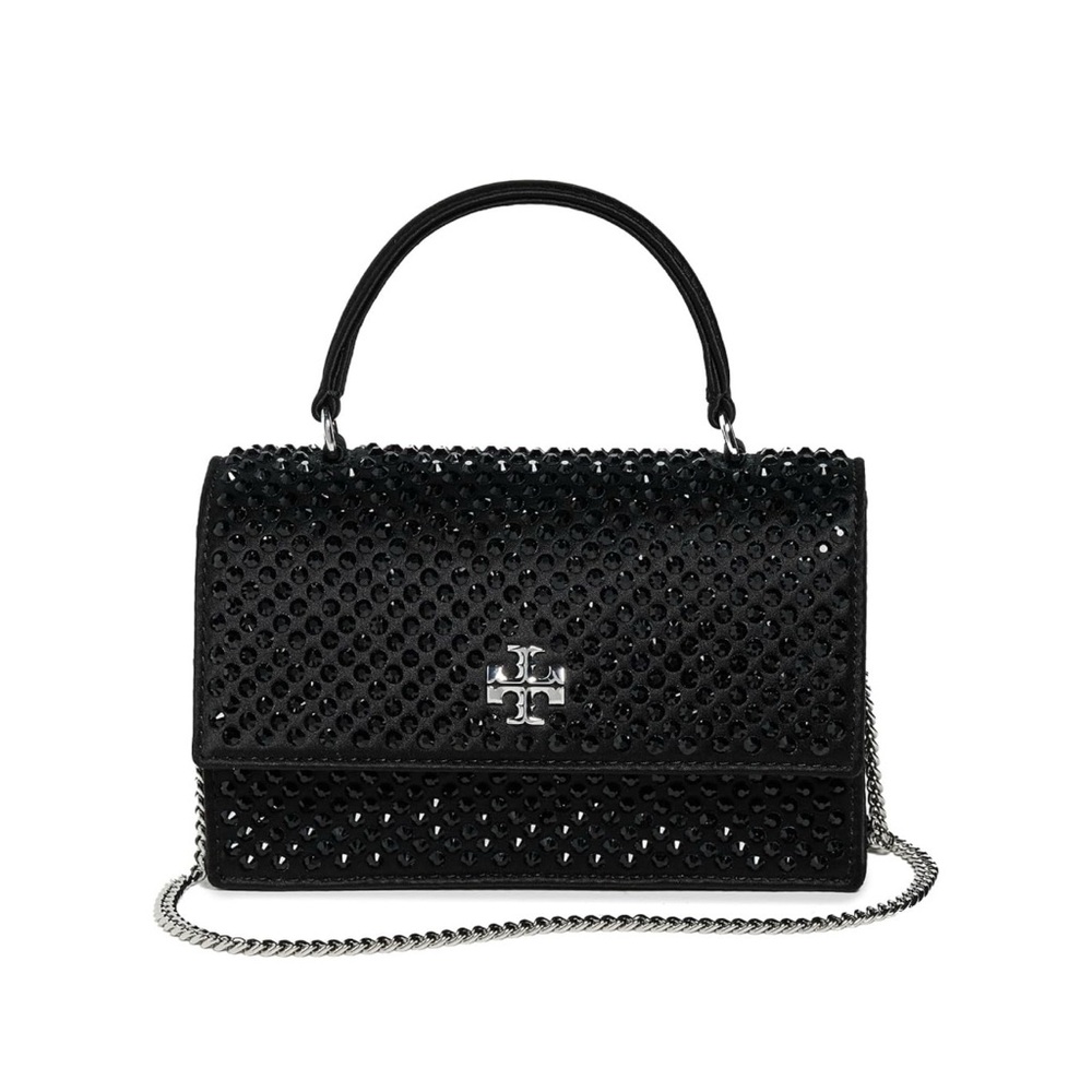 Tory Burch MINI KIRA SATIN EMBELLISHED TOP-HANDLE CROSSBODY